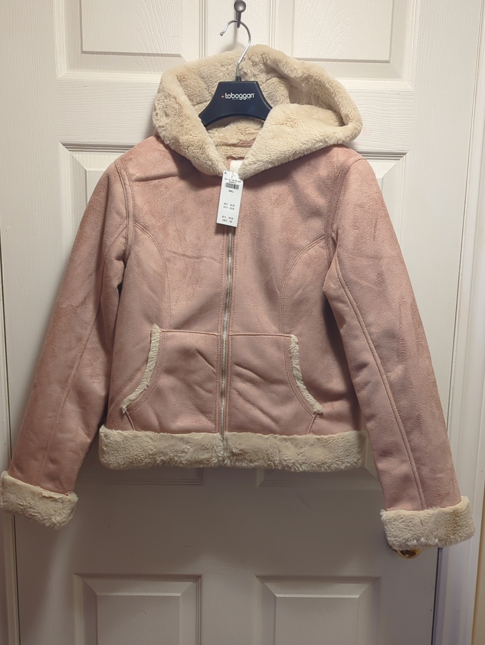 Hollister Light Pink Faux-Shearling Hooded Jacket
